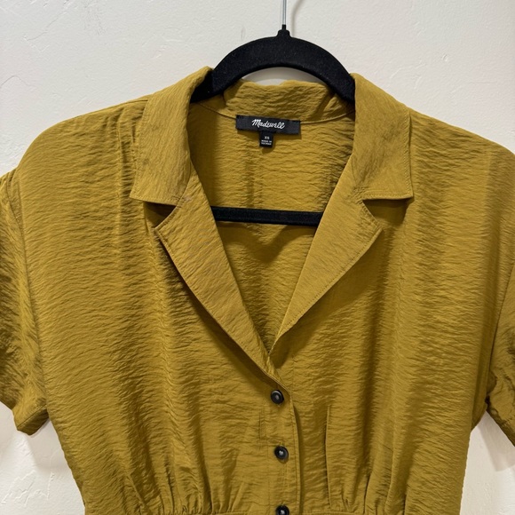 Madewell Drapey Banded-Bottom Button-Down Top Women's XS Spiced Olive - Picture 6 of 15